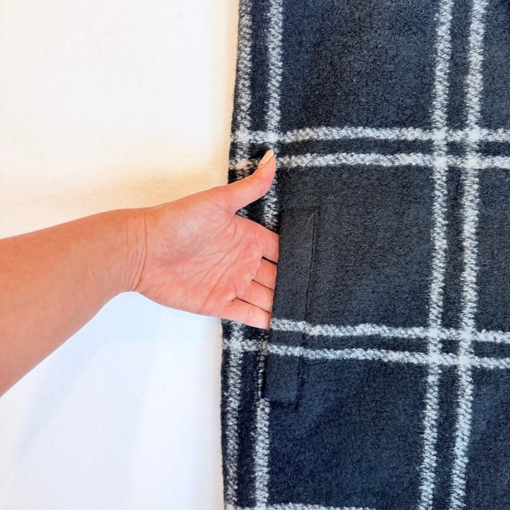 Rachel Zoe Vest Women XS Black Plaid Wool Blend Shawl Collar Pockets - Picture 6 of 10